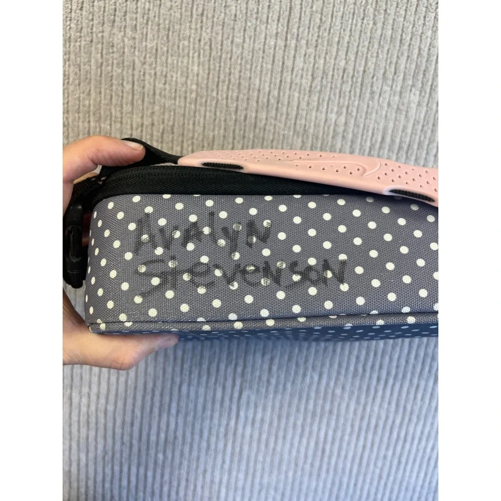Nike Womens Girls Lunch Box Pink Polka Dot Insulated Grey Hard Shell